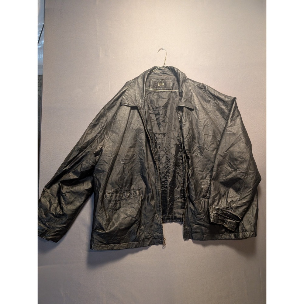Global Identity G-III Faux Leather Jacket Mens Black Relaxed Zip-Up 4X Big Tall